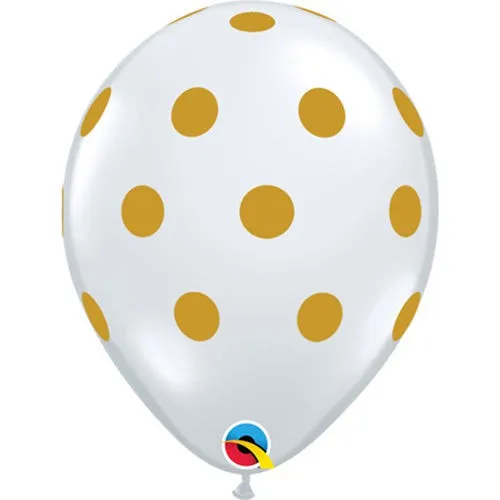 11 inch BIG POLKA DOTS GOLD - DIAMOND CLEAR