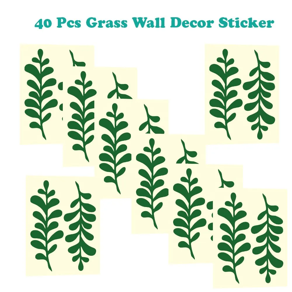 3Millions Wall Decoration Grass Pattern Pack of 40 Pcs. Easy Peel Off Water Proof Self Adhesive Easy to Use Wall Decoration Home Living Room Dinning Room Festive Decor