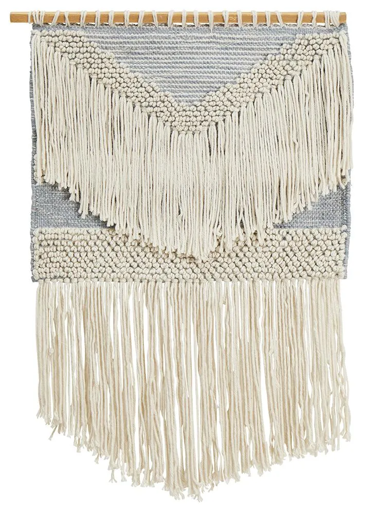 Aladdin Rugs NZ Home Grey Scandi Layered Fringed Wall Hanging