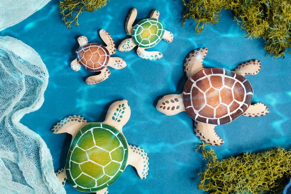 Bumbu Wooden Baby Turtle - Brown