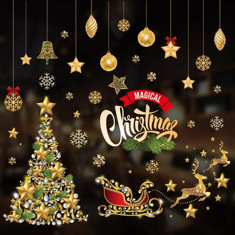 Christmas Sticker Glass Window Antistatic No Trace Decoration Arrangement Festival Handicraft LI-020003