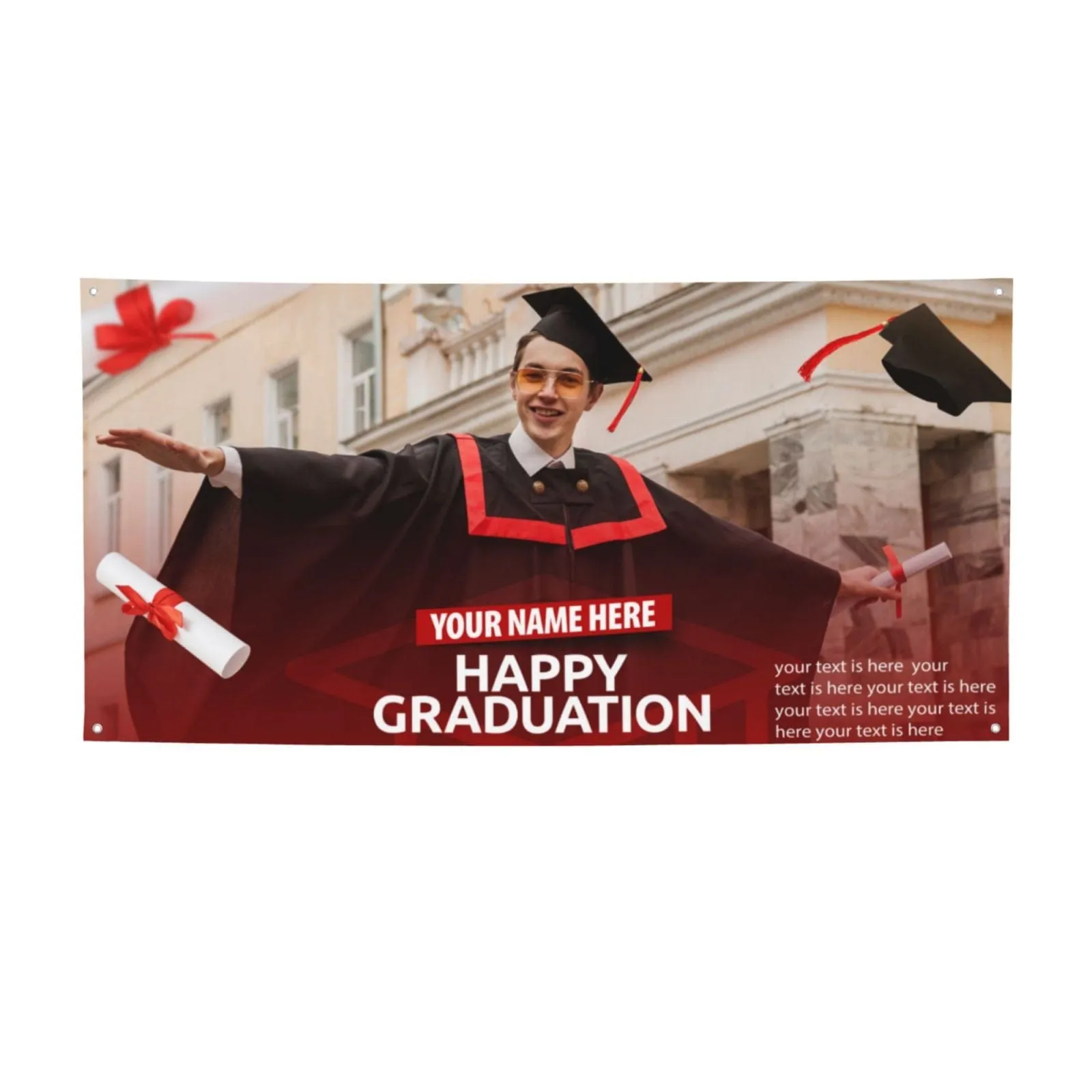 Custom Text&Name Red Congratulations Class Of 2023 Happy Graduation Banner Graduation Gift