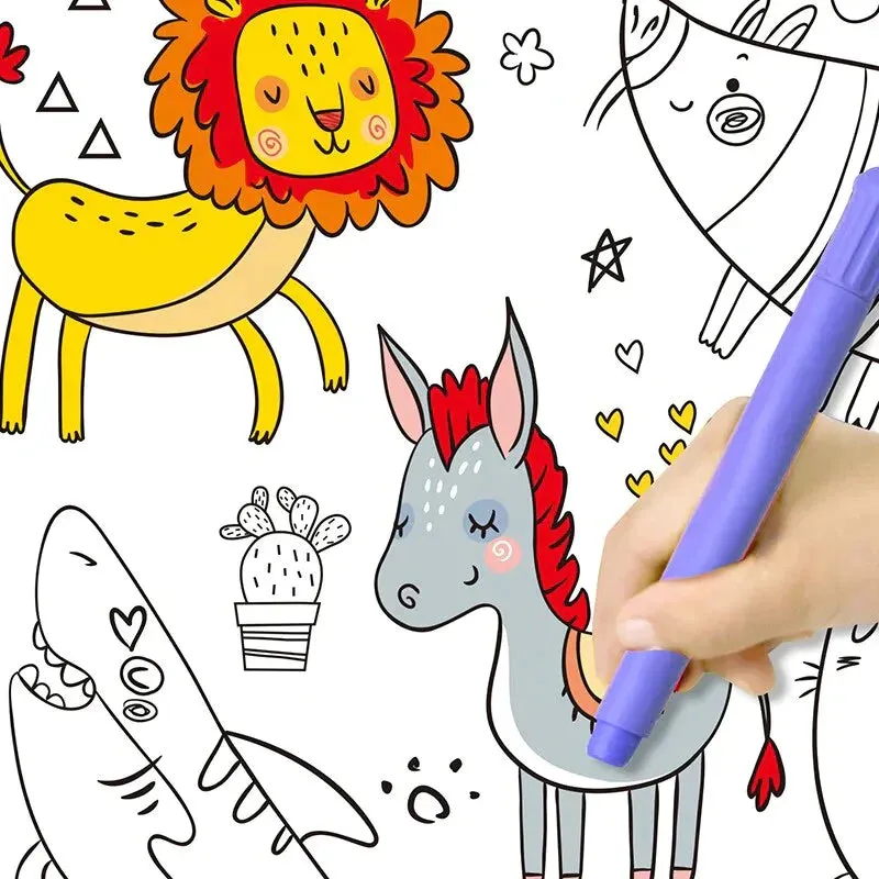 KIDS DIY DRAWING PAPER ROLL SHEET   FREE MARKERS